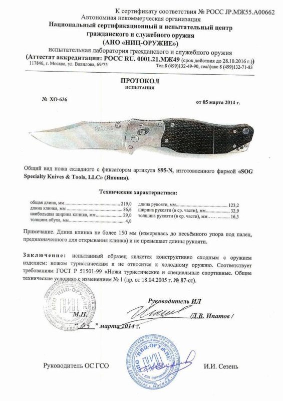 SOG S95-N — скан документа