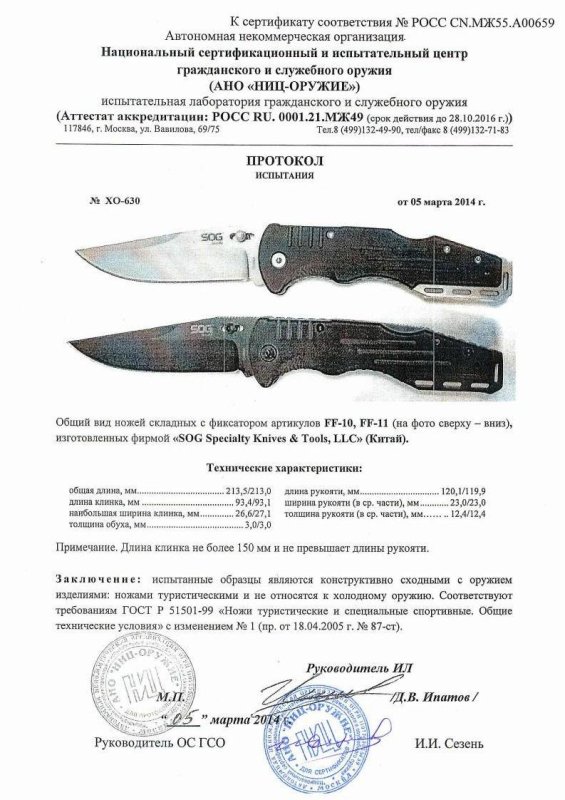SOG FF-10, FF-11 — скан документа