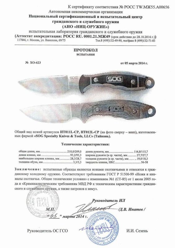 SOG HT011L-CP, HT012L-CP — скан документа