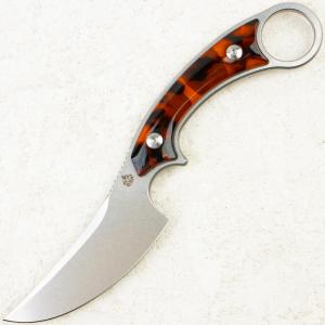 Нож QSP Viper, Stonewashed, 10Cr15MoV, Tortoise Resin Handle, QS166-C1