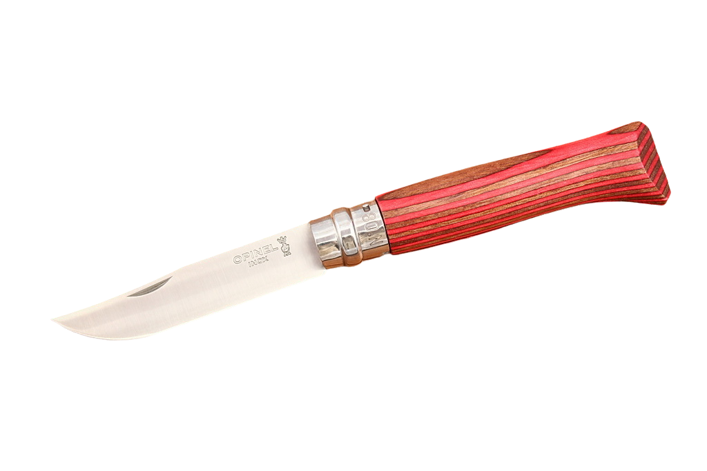 Opinel №8, красная рукоять — нож в открытом виде