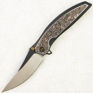 Нож WE Knife Quinseris, Satin M390, Titanium Black with Copper Foil Carbon Inlay Handle, WE23093-1