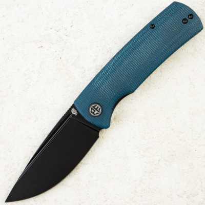 Нож Petrified Fish Beluga, K110, Black Stonewash, Micarta Blue Handle, PFP01BMW