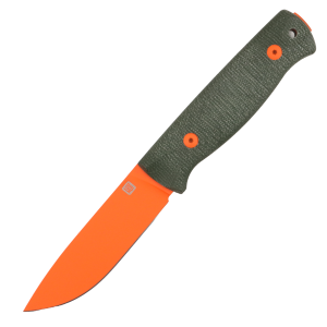 Нож HOT Knife Hoot, Cerakote Orange, D2, Micarta Green Handle, Kydex, (Orange Pins)