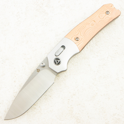 Нож QSP Vault, Stonewash-Satin 14C28N, Silver Aluminium Bolster/Micarta, QS157-D1