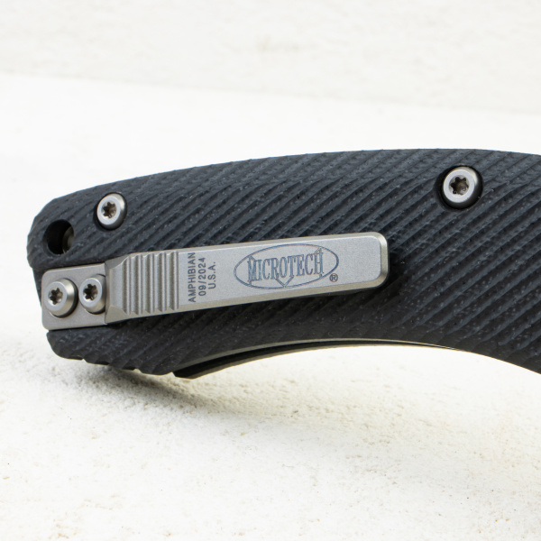 Нож Microtech Amphibian 30th Anniversary RAM-LOK,  Stonewash, M390, G10 Fluted Black, 137RL-10 Нож Microtech Amphibian 30th Anniversary RAM-LOK,  Stonewash, M390, G10 Fluted Black, 137RL-10