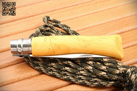 Нож Opinel №7 Nature, Нержавеющая сталь, Самшит, Гравировка листья - купить в интернет-магазине Blademan