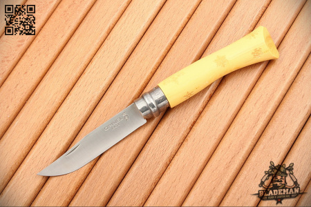 Нож Opinel №7 Nature, Нержавеющая сталь, Самшит, Гравировка снежинки - купить в интернет-магазине Blademan