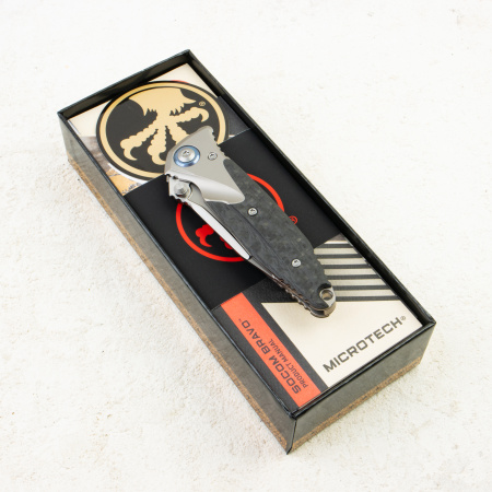 Нож Microtech Socom Bravo Mini, Bead Blasted, M390, Titanium/Carbon Black Handle, 260M-7 Нож Microtech Socom Bravo Mini, Bead Blasted, M390, Titanium/Carbon Black Handle, 260M-7