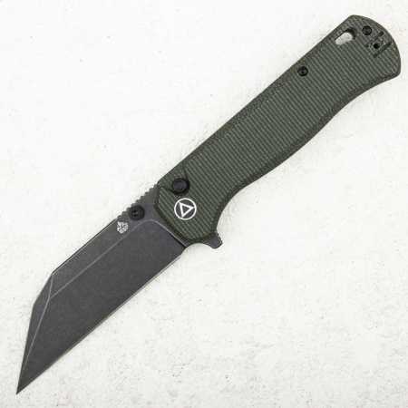 Нож QSP Swordfish Button Lock, 14C28N Black, Micarta Green