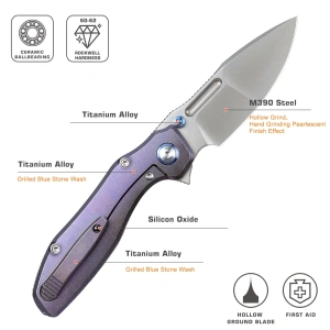 Нож Remette TwoFace, M390, Titanium Purple Handle, DSTF-B