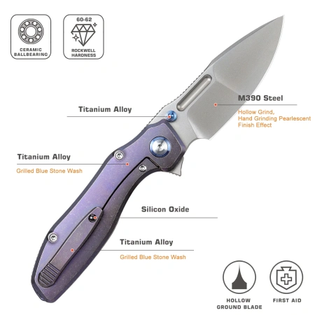 Нож Remette TwoFace, M390, Titanium Purple Handle, DSTF-B