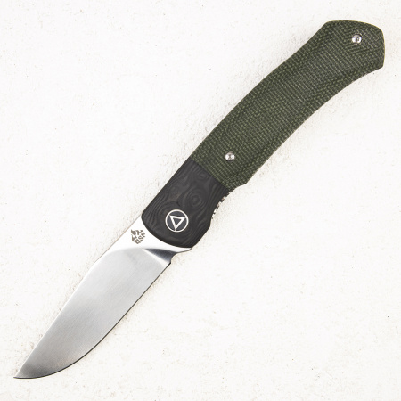 Нож QSP Gannet, 154CM, Carbon Bolster/Linen Micarta Green