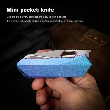 Нож Remette Woodpecker, M390, Crystallized Titanium Blue Handle, RTWP-IB