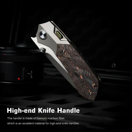 Нож Remette Meteor, M390, Titanium/Carbon Black/Orange Handle, RTPT-D