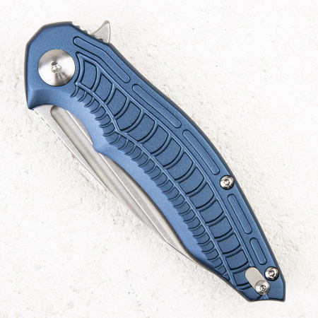 Нож Brous Blades Bionic Flipper, D2 Stonewashed, Aluminium Blue - купить в интернет-магазине Blademan