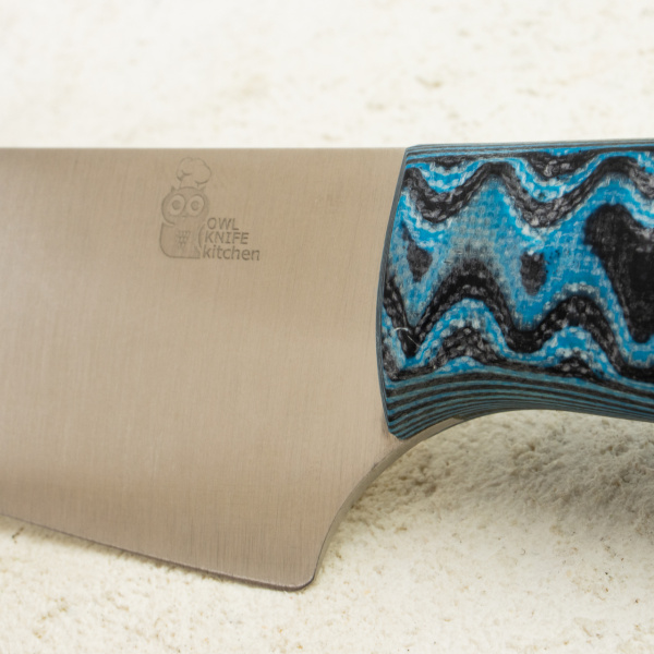 Нож мини шеф OWL CH120F, N690 Cryo, G10 Black-Blue
