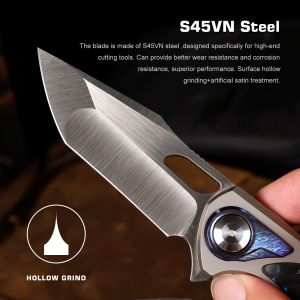 Нож Remette Saker Falcon, CPM S45VN, Titanium/Carbon Black/Blue Handle, ASTP-1 Нож Remette Saker Falcon, CPM S45VN, Titanium/Carbon Black/Blue Handle, ASTP-1