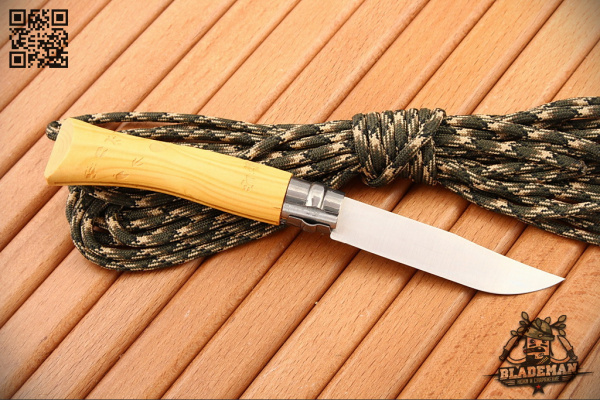 Нож Opinel №7 Nature, Нержавеющая сталь, Самшит, Гравировка следы - складной туристические ножи из стали