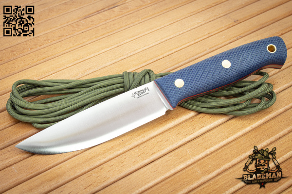 Нож Южный Крест Модель X M, N690, Конвекс, Микарта Синяя, Насечка - купить в интернет-магазине Blademan