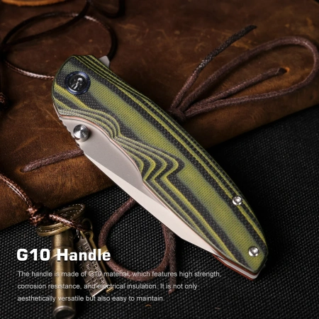 Нож Remette Cool Whale, 14C28N, G10 Black/Green Handle, RTCL-G1