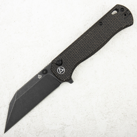 Нож QSP Swordfish Button Lock, 14C28N Black, Micarta Dark Brown