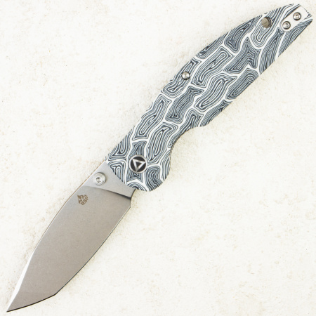 Нож QSP Turtle Punk, Stonewashed 14C28N, G10 Black/White, QS158-B1