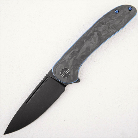 Нож WE Knife Saakshi, 20CV Black, Titanium Blue/Marble Carbon Fiber