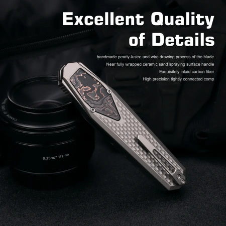 Нож Remette Swordfish Clip-Point, M390, Titanium Black/Orange Handle, ZL101A4