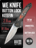 Нож WE Knife Button Lock Kitefin, Damasteel Fafnir, Carbon Fiber / BlackTitanium Handle