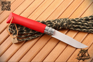 Нож Opinel №8 Trekking, Нержавеющая сталь, Кожаный темляк, Красный - складной туристические ножи из стали