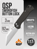 Нож QSP Swordfish Button Lock, 14C28N, Micarta Dark Brown