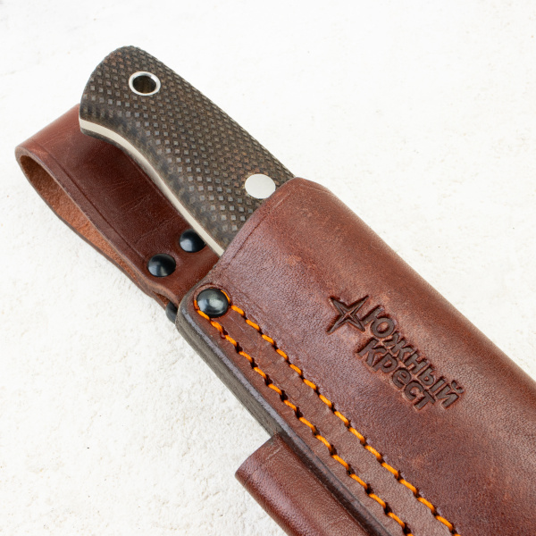 Нож Южный Крест Модель X M, Elmax, Convex, Micarta Койот, Насечка, 208