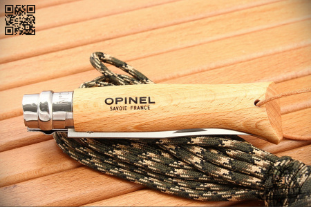 Нож Opinel №8, Нержавеющая сталь, Бук, с кожаным темляком - купить в интернет-магазине Blademan