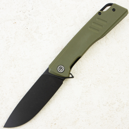 Нож Petrified Fish Loco, D2, Black Stonewash, G10 Green Handle, PFB02GRDW