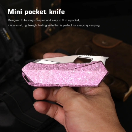 Нож Remette Woodpecker, M390, Crystallized Titanium Pink Handle, RTWP-IP