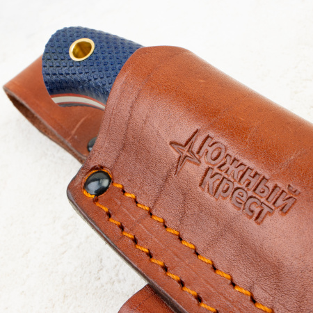 Нож Южный Крест Шершень, VG10, Конвекс, Микарта Синяя, Насечка