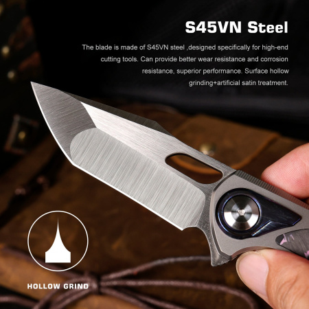 Нож Remette Saker Falcon, CPM S45VN, Titanium/Carbon Black/Pink Handle, ASTP-3 Нож Remette Saker Falcon, CPM S45VN, Titanium/Carbon Black/Pink Handle, ASTP-3