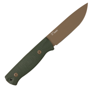 Нож HOT Knife Hoot, Cerakote Dark Earth, D2, Micarta Green Handle, Kydex