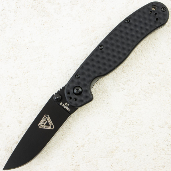 Нож Ontario RAT-2, Black D2, Nylon Black Handle, 8830