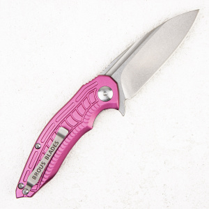Нож Brous Blades Bionic Flipper, D2 Stonewashed, Aluminium Pink, BRB51 Нож Brous Blades Bionic Flipper, D2 Stonewashed, Aluminium Pink, BRB51