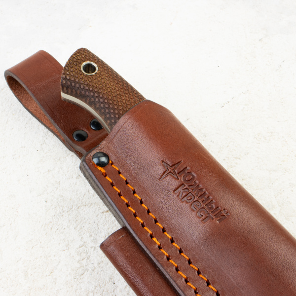 Нож Южный Крест Бушкрафт L, CPR, Convex, Micarta Coyote, Насечка, 234