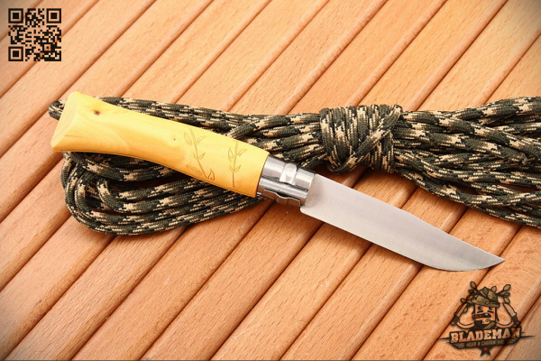 Нож Opinel №7 Nature, Нержавеющая сталь, Самшит, Гравировка листья - складной туристические ножи из стали