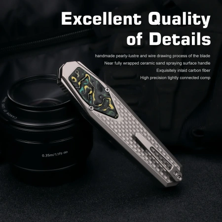 Нож Remette Swordfish Clip-Point, M390, Titanium Green Handle, ZL101A2