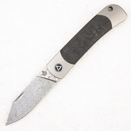 Нож QSP Falcon, Damascus, Titanium/Carbon