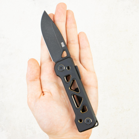 Нож WE Knife Tyro, Black Stonewashed CPM 20CV, Titanium Black/Golden Handle, WE24001-1