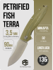 Нож Petrified Fish Terra, Stonewashed, D2, Micarta Green Handle, PFB01GRMW Нож Petrified Fish Terra, Stonewashed, D2, Micarta Green Handle, PFB01GRMW