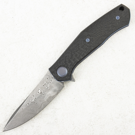 Нож МБШ CannaBis Ice, Damascus Zladinox, Titanium/Carbon