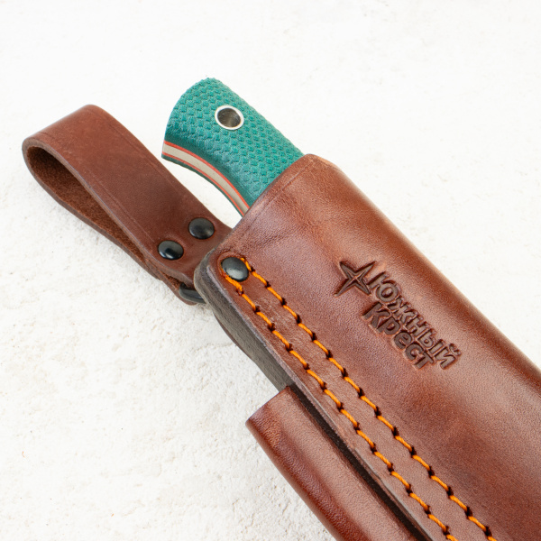 Нож Южный Крест ЯГД, Elmax, Convex, Micarta Изумруд, Насечка, 220