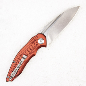 Нож Brous Blades Bionic Flipper, D2 Stonewashed, Aluminium Red, BRB48 - складной туристические ножи из стали Нож Brous Blades Bionic Flipper, D2 Stonewashed, Aluminium Red, BRB48 - складной туристические ножи из стали